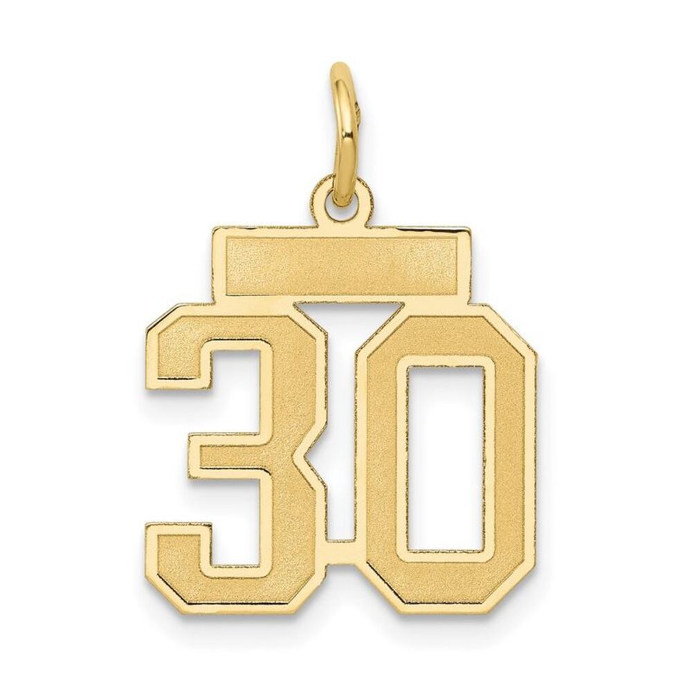 14k Yellow Gold, Jersey Collection, Small Number 30 Pendant
